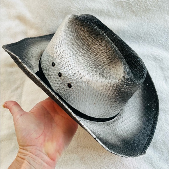 Black and Gray Gradient Stiff Straw Cowboy Hat